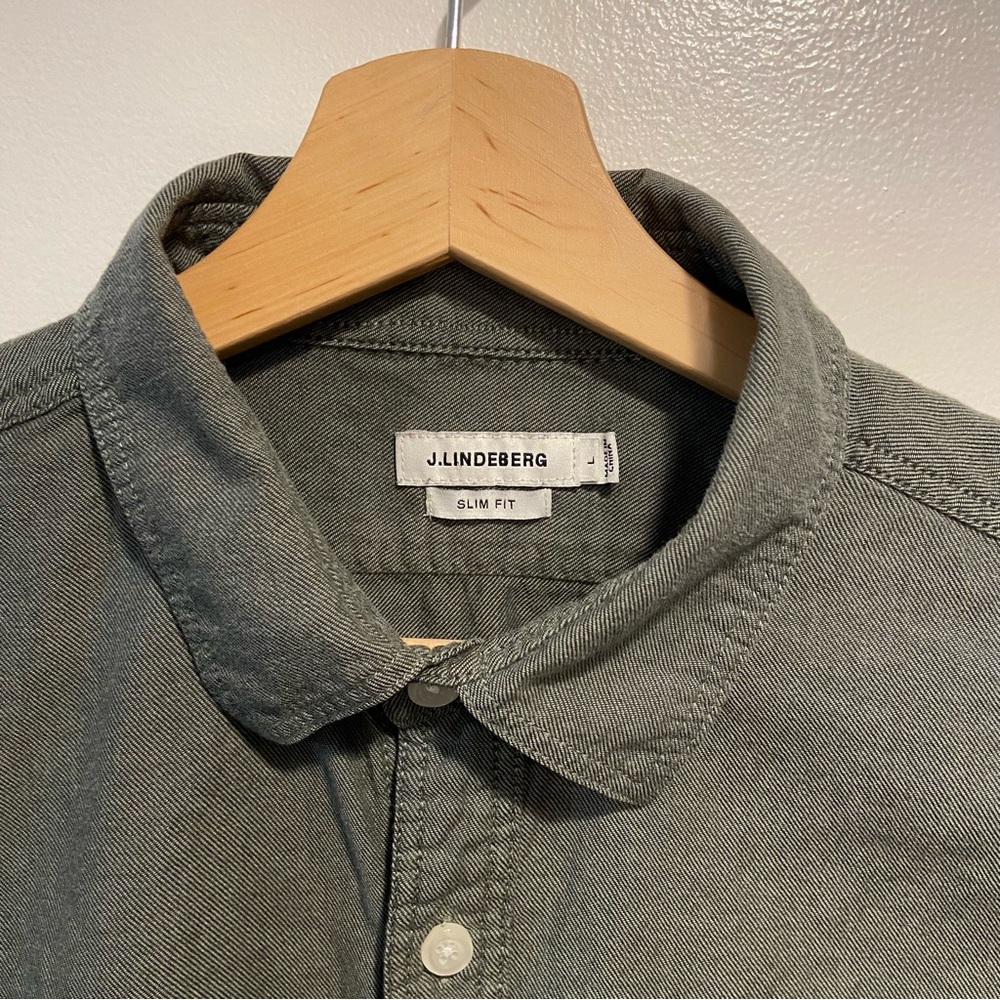 J Lindeberg Green Long Sleeve Slim Fit Button Up Shirt Men’s Small (Tag L)